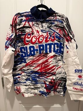 Vintage Coors Slo-Pitch Crewneck Sweater - White/Red/Blue